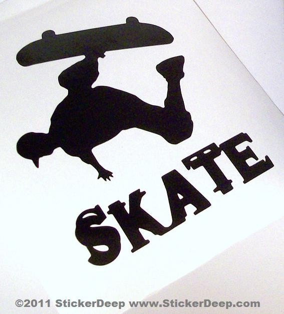 Skate Decal Vinyl Sign Art Black lunch box laptop auto