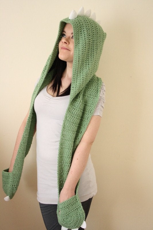 Dinosaur Hodded Scarf with Pockets