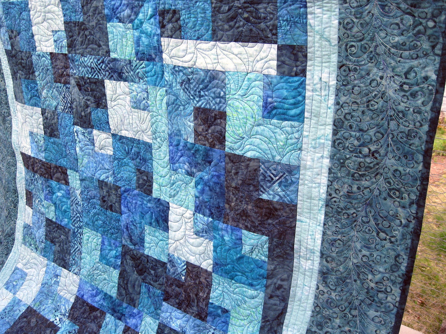 Rhapsody in Blues 52x65 all blue batiks quilt