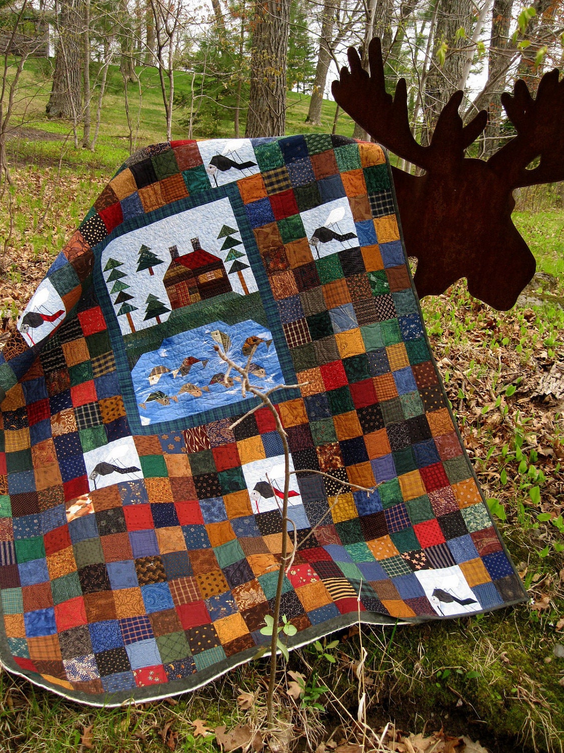 Cabin Country 57x75 rustic lodge look quilt RESERVED