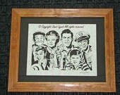Andy Griffith Cast -Scherenschnitte (hand paper cutting) Signed and dated by Janet Lynch framed 11x14