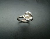 Sterling Silver Art Nouveau style Lily ring with diamonds