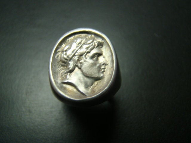 Classic Sterling Silver Roman Head Ring