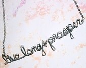 Live Long & Prosper Necklace Vulcan Star Trek Jewelry - Silver Wire Phrase