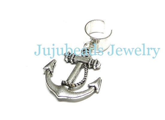 No Piercing Silver Anchor Ear Cuff Earring