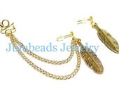 Simple Gold Feather Chain Ear Cuff Set