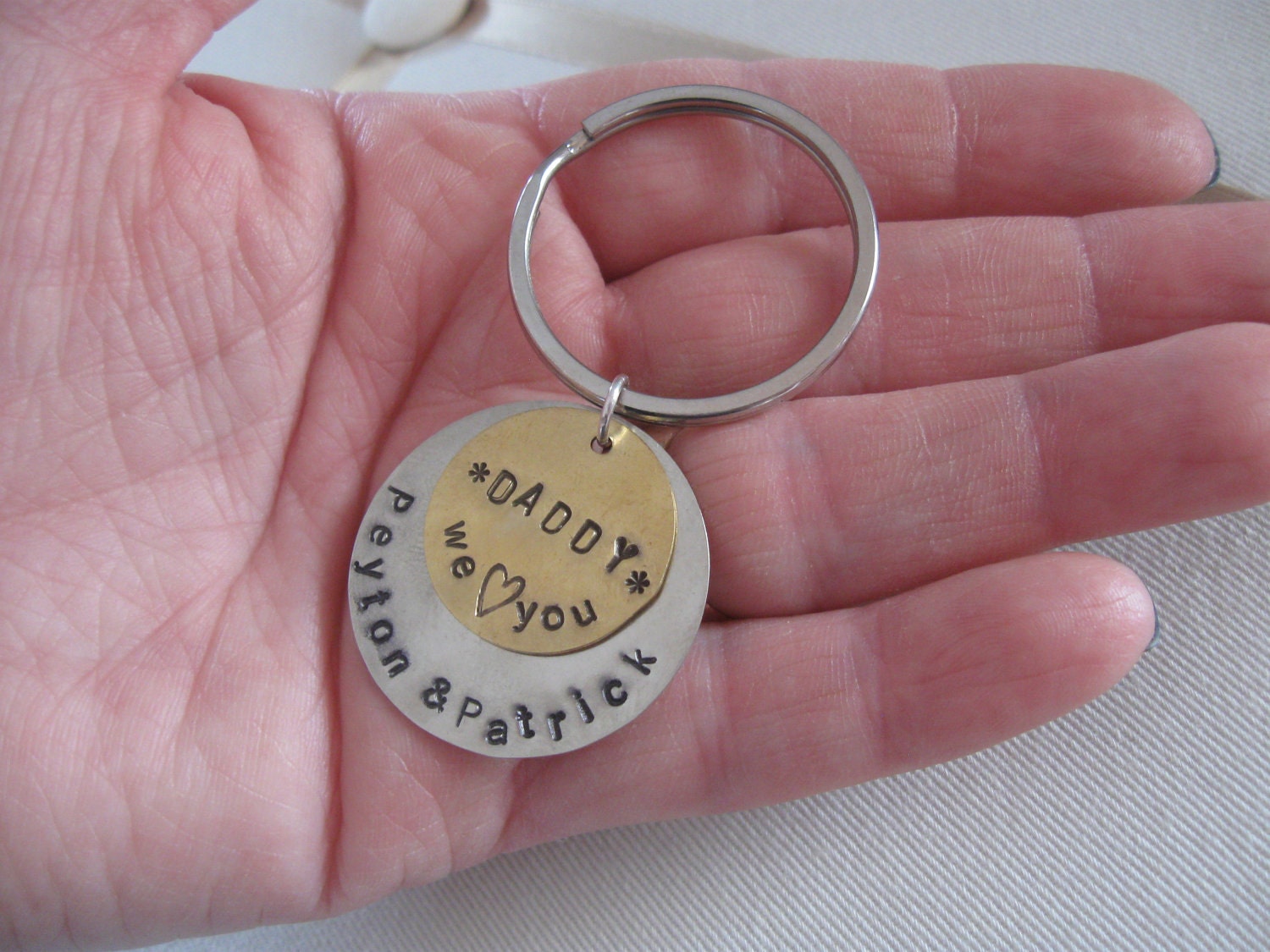 Father's Day Gift Customized Keychain - Personalized Hand Stamped Keychain - Grandpa Daddy Unisex gift - Children's Names