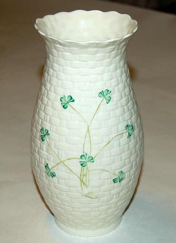 Vintage Belleek shamrock Vase by honeybeepollen on Etsy