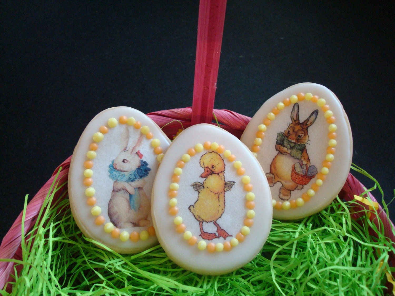 Vintage Easter Egg Shortbread Cookies 1 Dozen