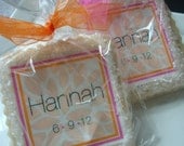 Personalized Zinnia Tangerine and Fuchsia Shortbread Cookie Party Favors