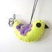 Neon Green Bird. Purple Flower Wings. Neon Bird Decor. Contemporary Decor. Home Decor. Modern Bird Ornament