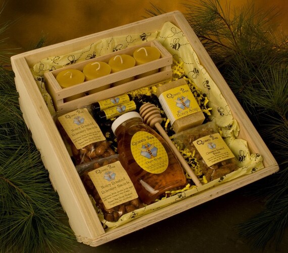 Queen Bee Honey Gift Basket made in Massachusetts by queenbeehoney
