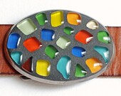 Bee Eater - Mosaic belt buckle with leather strap