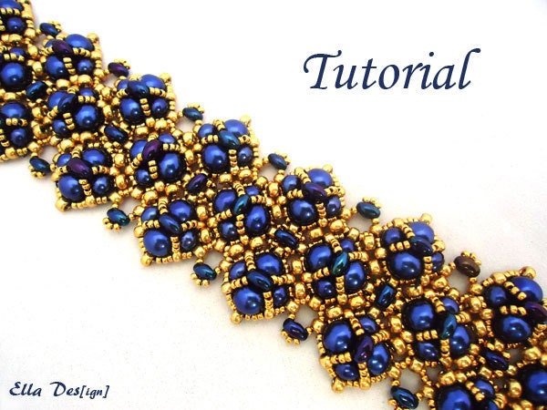 Tutorial Ladies Fan Earrings - Beading pattern with Twin beads.  Tutorial Bracelet Perpetua - Instant Download...