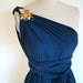 Mavericks Navy Blue Brushed Satin Convertible Wrap dress- Last of Fabric