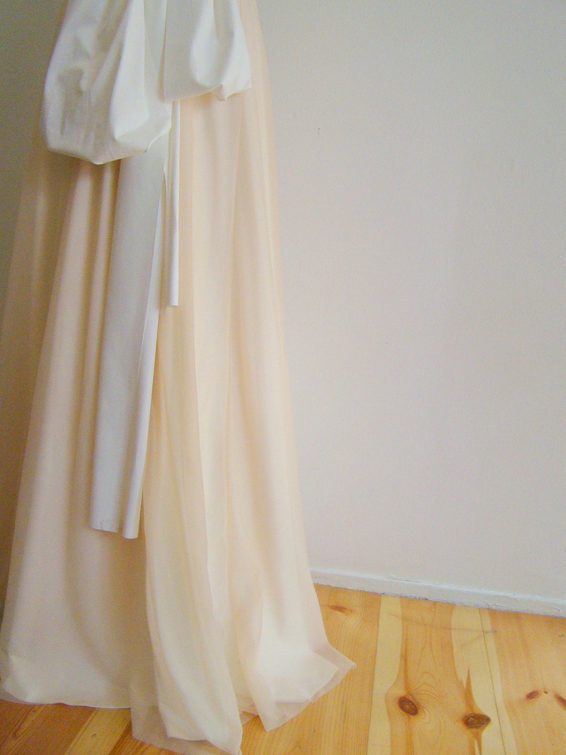 Infinity Dress-Cameo Nude Sheer with Magnolia Off White Octopus Convertible Wrap Gown