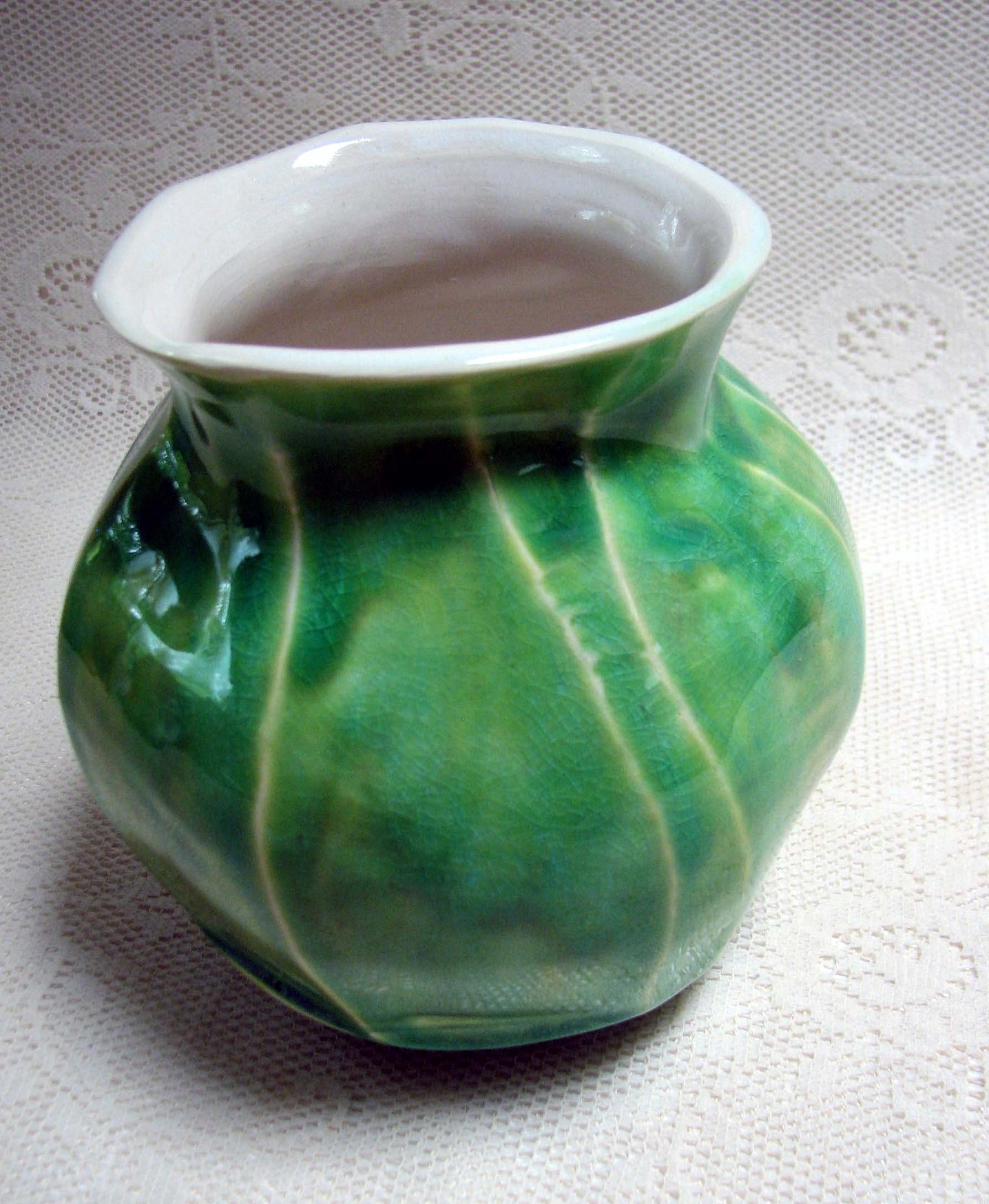 Faceted green vase