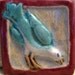Handmade relief ceramic tile, stoneware, clay, bird