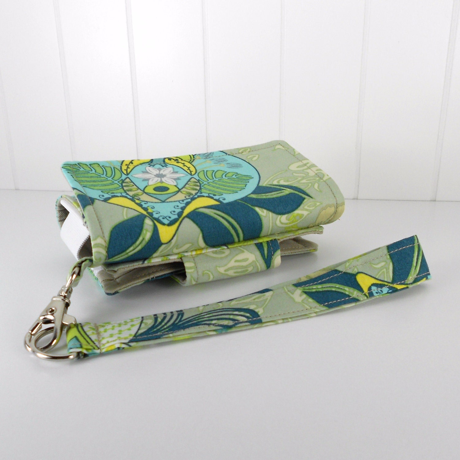 The Errand Runner - Cell Phone Wallet - Wristlet - Blossoming in Sage