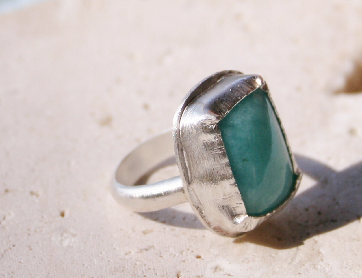 Amazonite Ring / Sterling Silver Ring / Blue Aqua Ring / Turquoise Ring