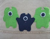 family of monsters pillow, child's pillow, upcycled pillow, repurposed pillow, children's bedding, creature pillow, OOAK
