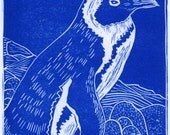 AFRICAN PENGUIN Linocut Hand Pulled Print Signed ORIGINAL