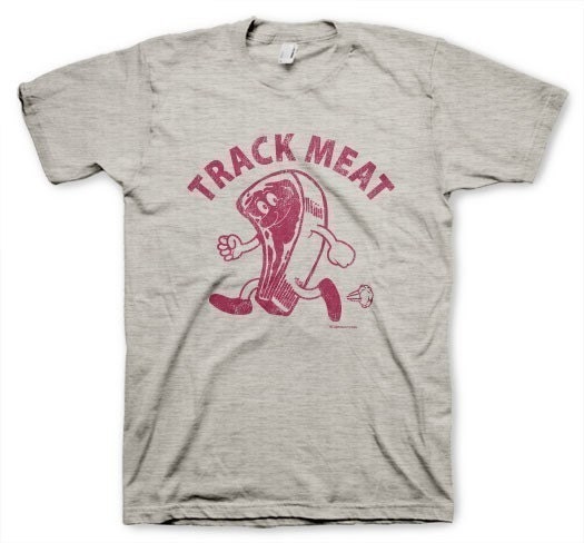 Track Meat Men's Funny Vintage inspired Retro Heather Gray T-shirt in s-xl