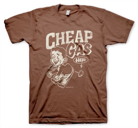 Cheap Gas Men's funny Vintage inspired retro Chestnut T-shirt in S, M, L, XL