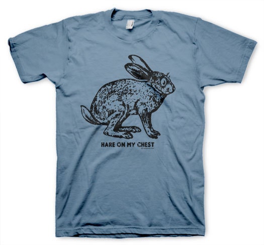 Hare On My Chest Men's Funny Vintage inspired Retro Stone Blue T-shirt in S, M, L, XL