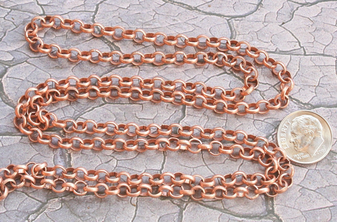 Copper Chain Sturdy Iron Cross Style with Round Links 5 Feet