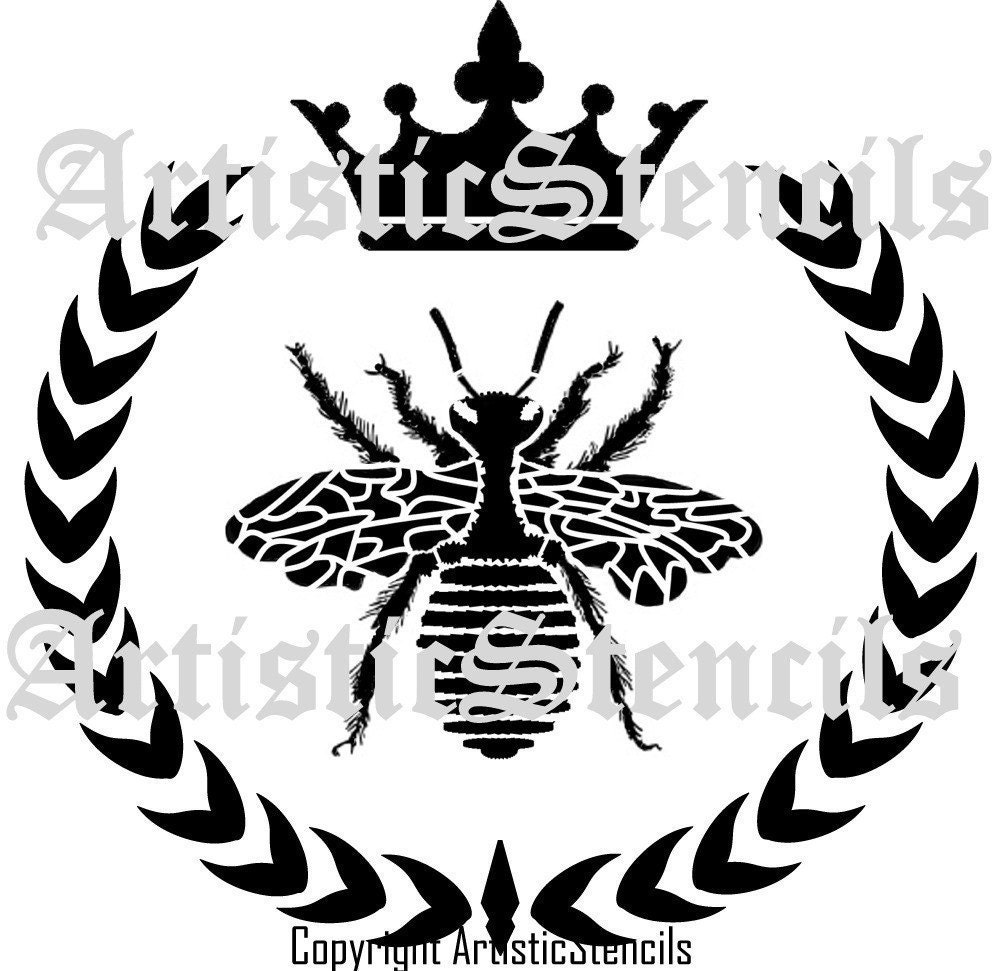 STENCIL French Queen Bee Wreath Crown 8 Inch