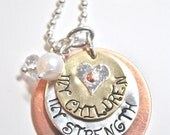 Custom Hand Stamped Mothers strength and Love Necklace