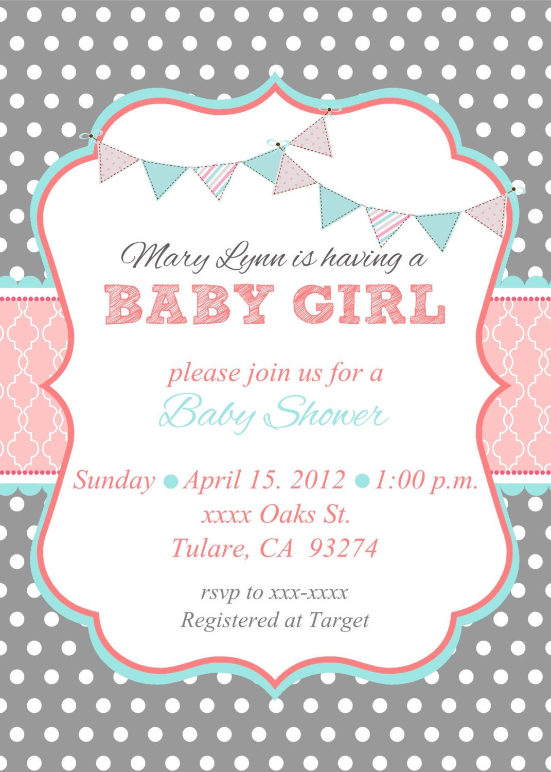 Baby Girl Shower Invitation By MMcardDesigns On Etsy