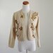 SALE // 50% off // Vintage Beaded Cardigan Sweater, Large, 60's, Beige Brown & Gold