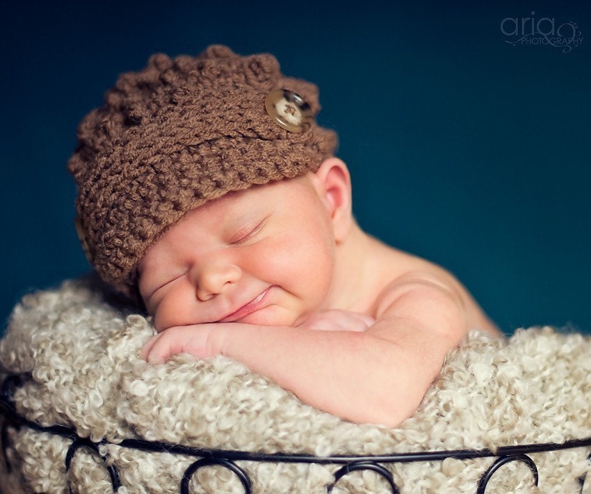 Baby Newsboy Cap Photography Prop - Textured