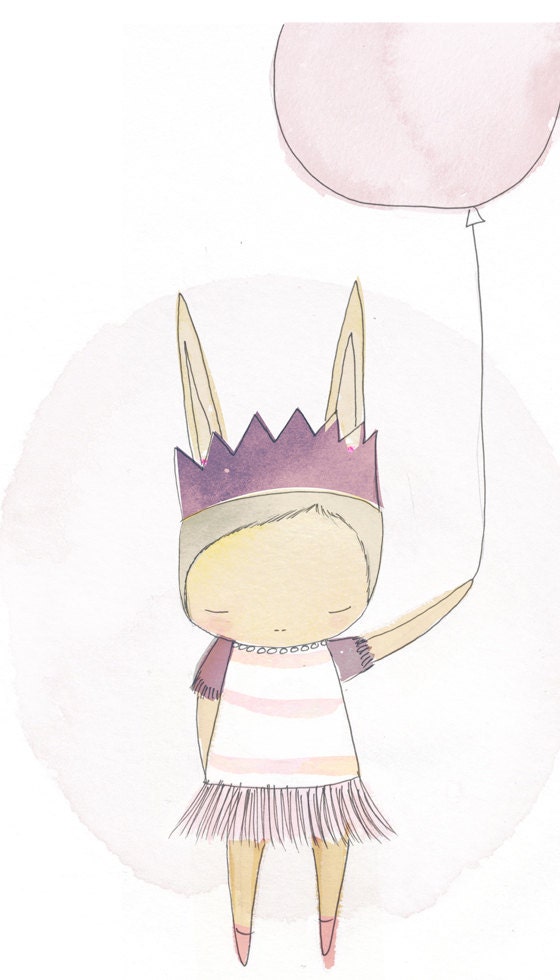 Easter bunny - Fairy Tale Decor - Bunny Ballerina With Balloon