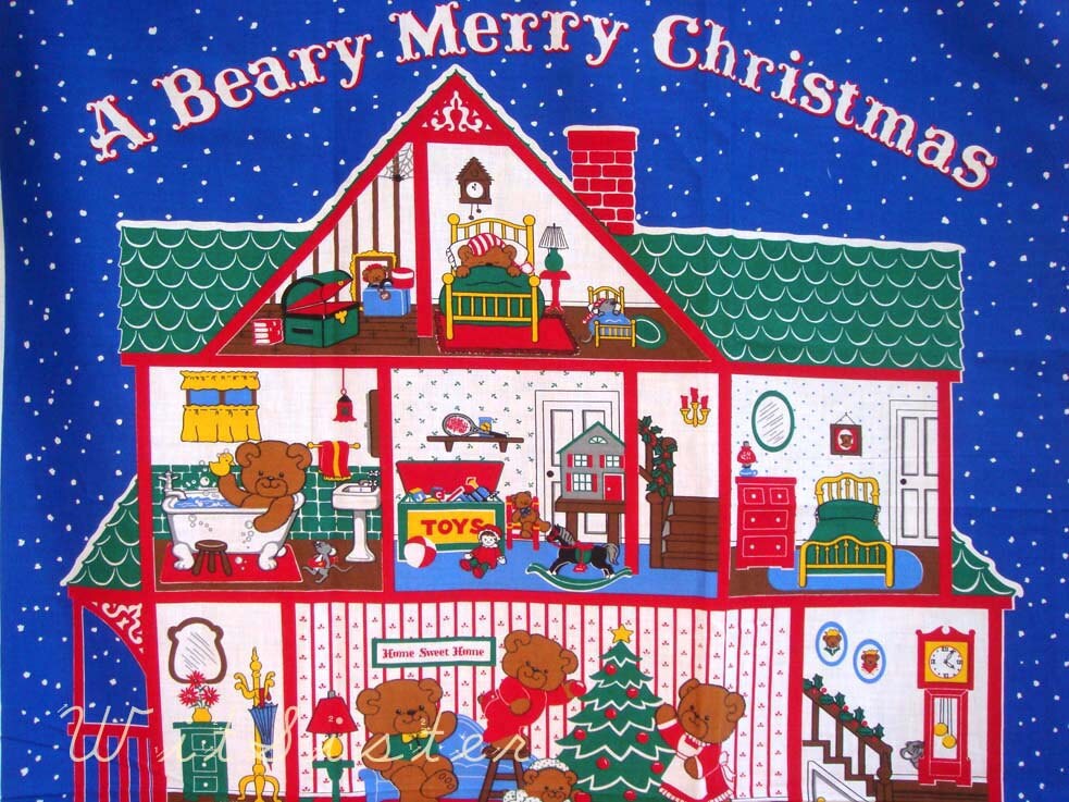 Beary Merry Christmas Vintage Fabric DecemBear by WitSister