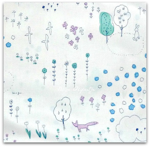 Kei Megumi Sakakibara Hananonaka White Blue Fat Quarter  LAST