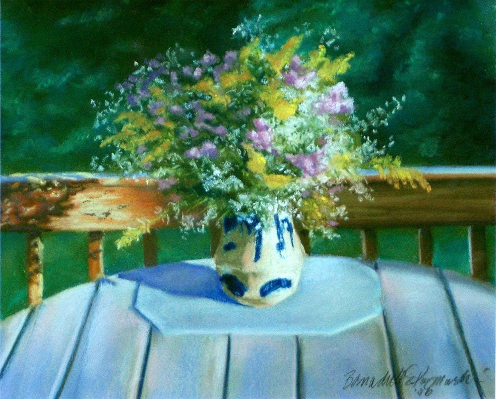 Autumn Wildflower Harvest, original pastel, framed