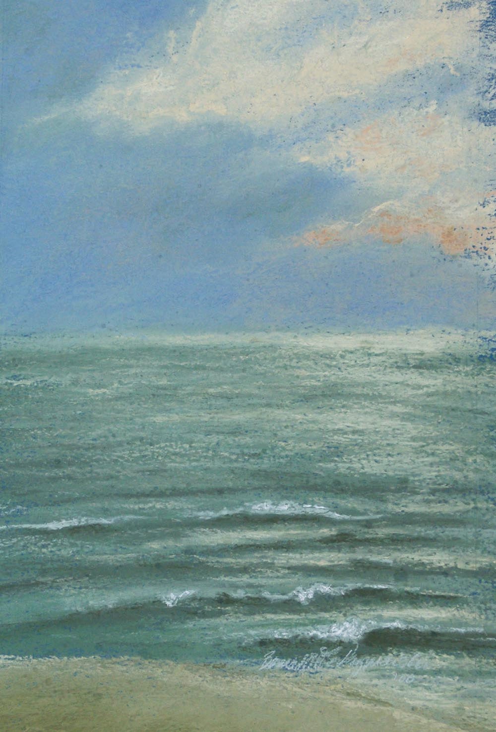 Burnished Waves, Framed Original Pastel