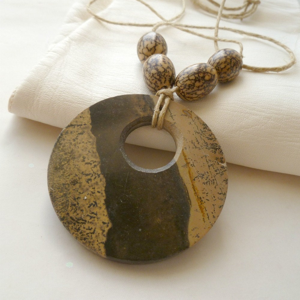 Nursing Necklace Organic Buri Seed & Jasper