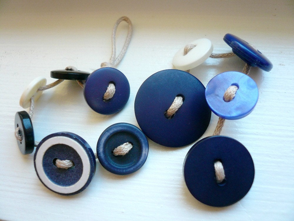 Unisex Button Bracelet Navy Blue