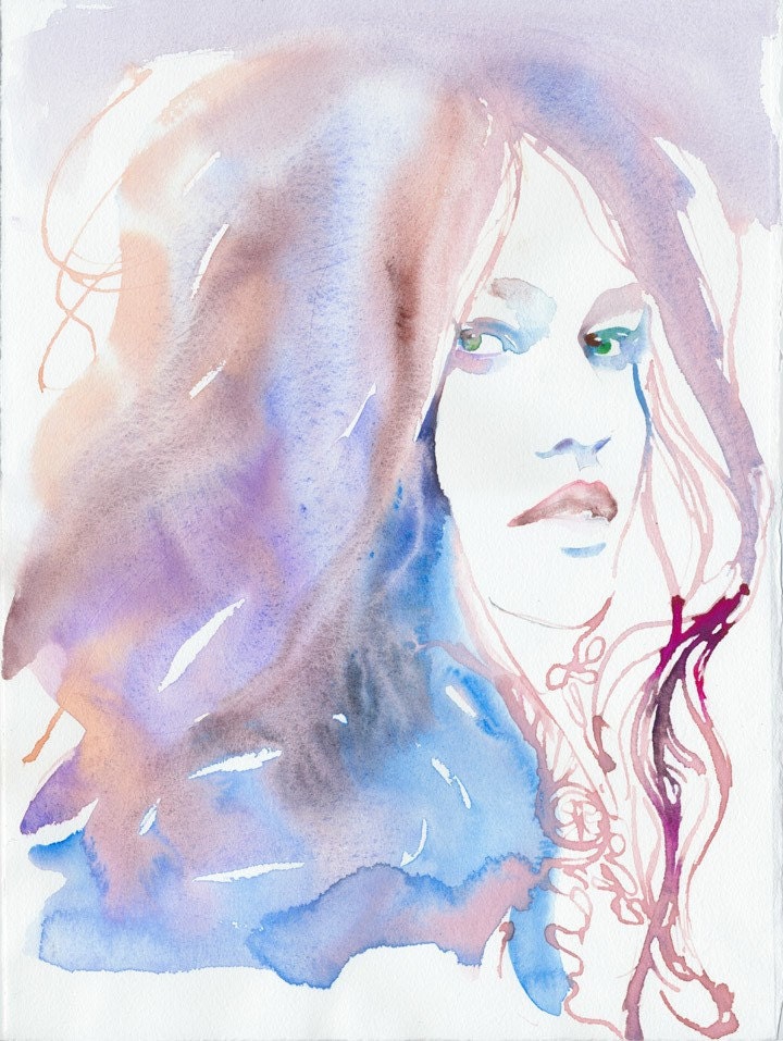 Print of Watercolour Fashion Illustration. Titled - Bridget