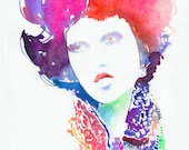 Original Watercolour Painting, Fashion Illustration  - Modelink Karlie, Cate Parr