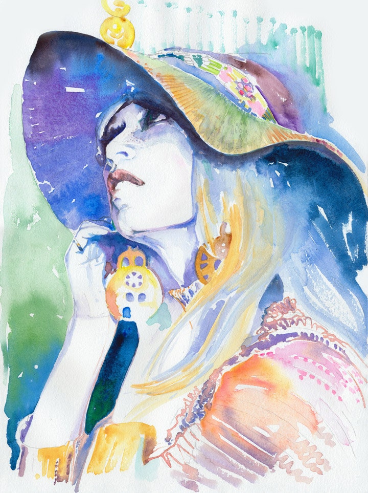 Print of Watercolour Fashion Illustration. Titled - Brigitte Bardot