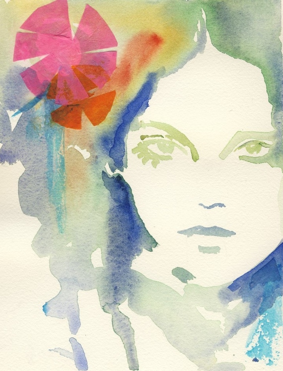 Print of Watercolor Painting, Fashion Illustration Giclee Print. Titled - Biba1