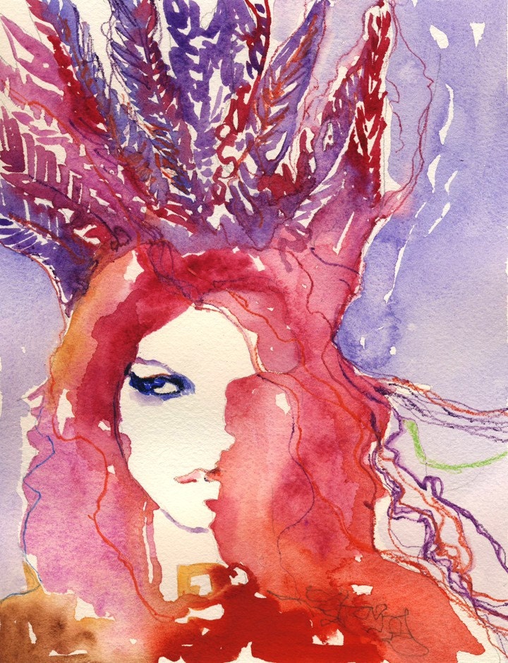Print of Watercolor Fashion Illustration. Titled: Kate