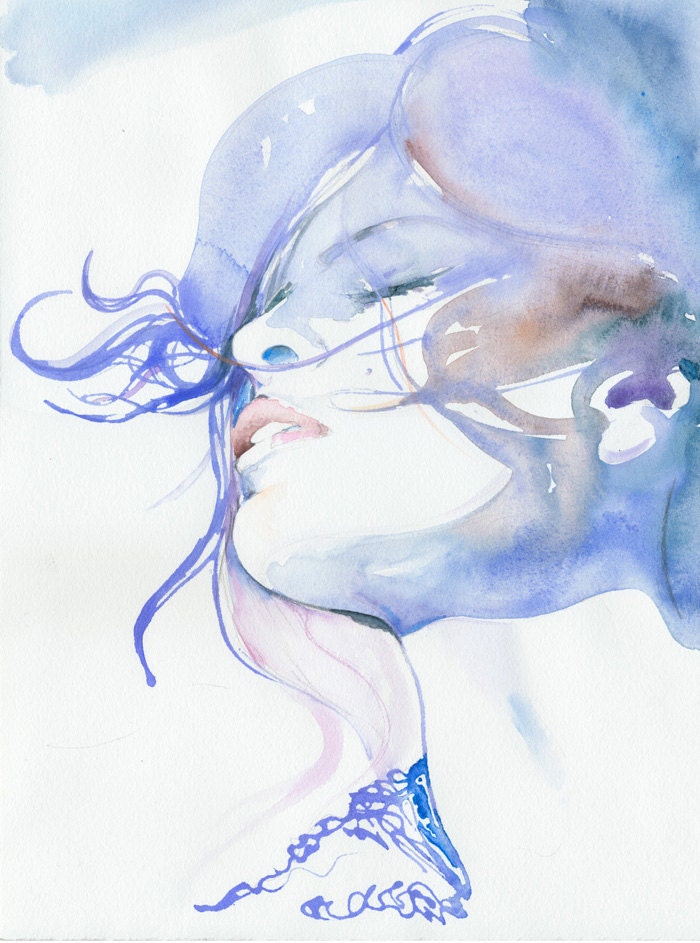 Print of Watercolour Painting, Portrait, Fashion Illustration Print  - Eva
