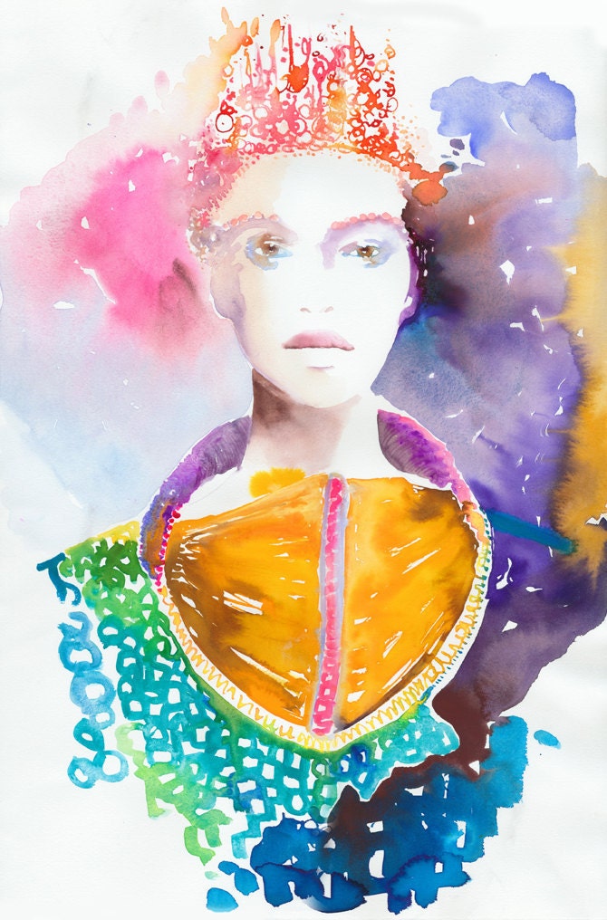 Reserved listing. Watercolour Fashion illustration, Art, Painting, African Princess