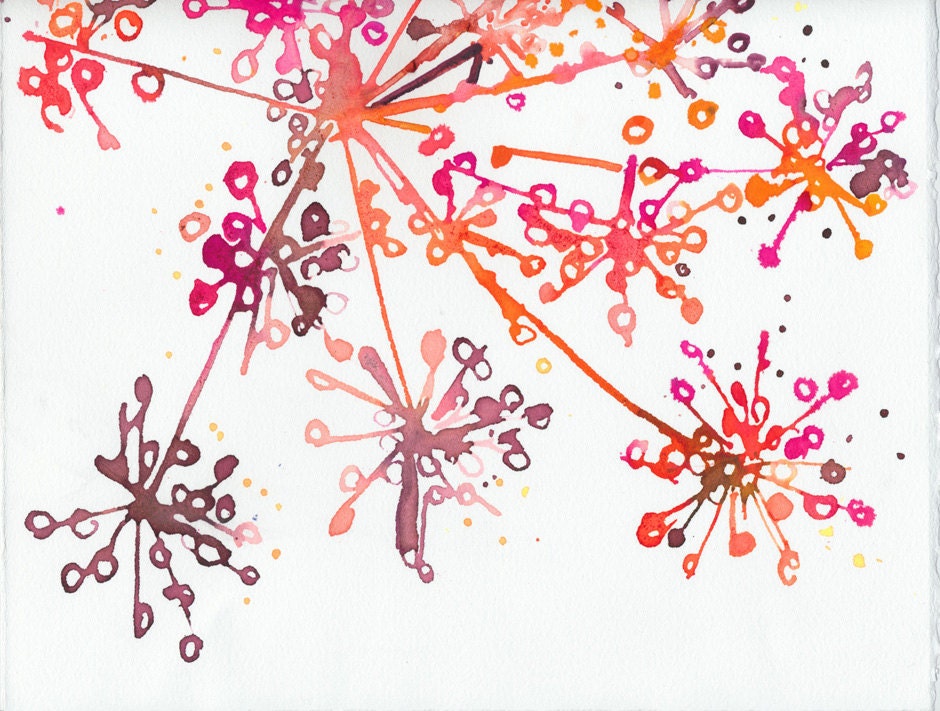Watercolor Illustration - garden series - anise in orange